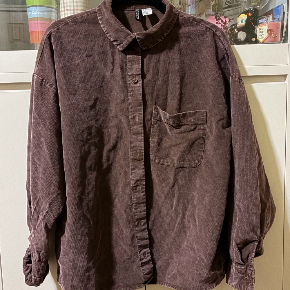 Brown Corduroy Button-Up Shirt